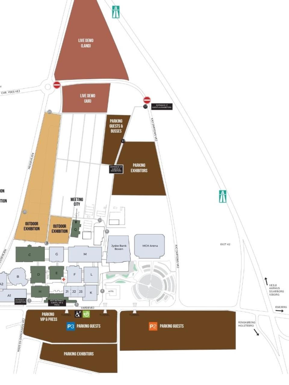 Oversigtskort over MCH Messecenter Herning