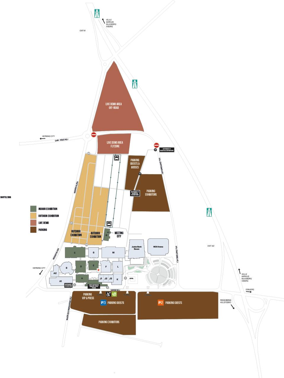 Oversigtskort over MCH Messecenter Herning