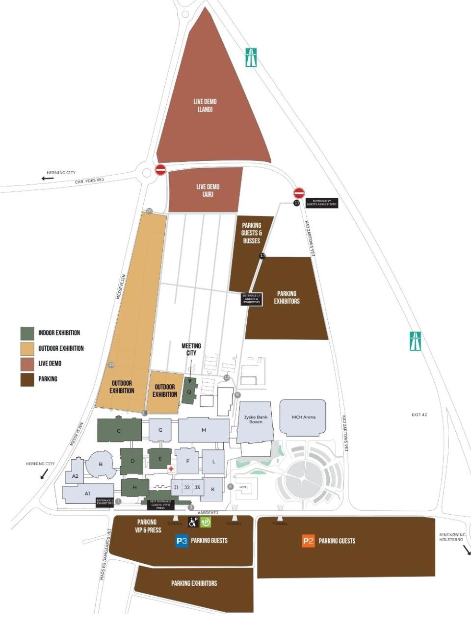 Oversigtskort over MCH Messecenter Herning