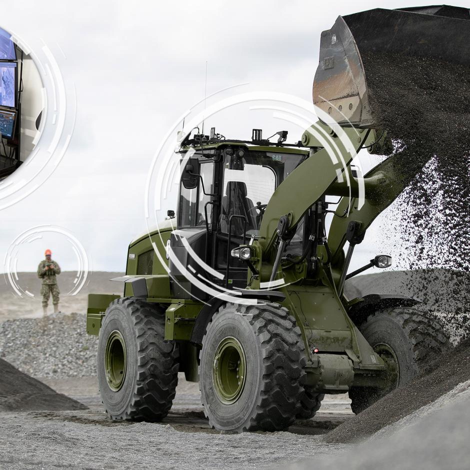 Fjernstyret læssemaskine og dozer